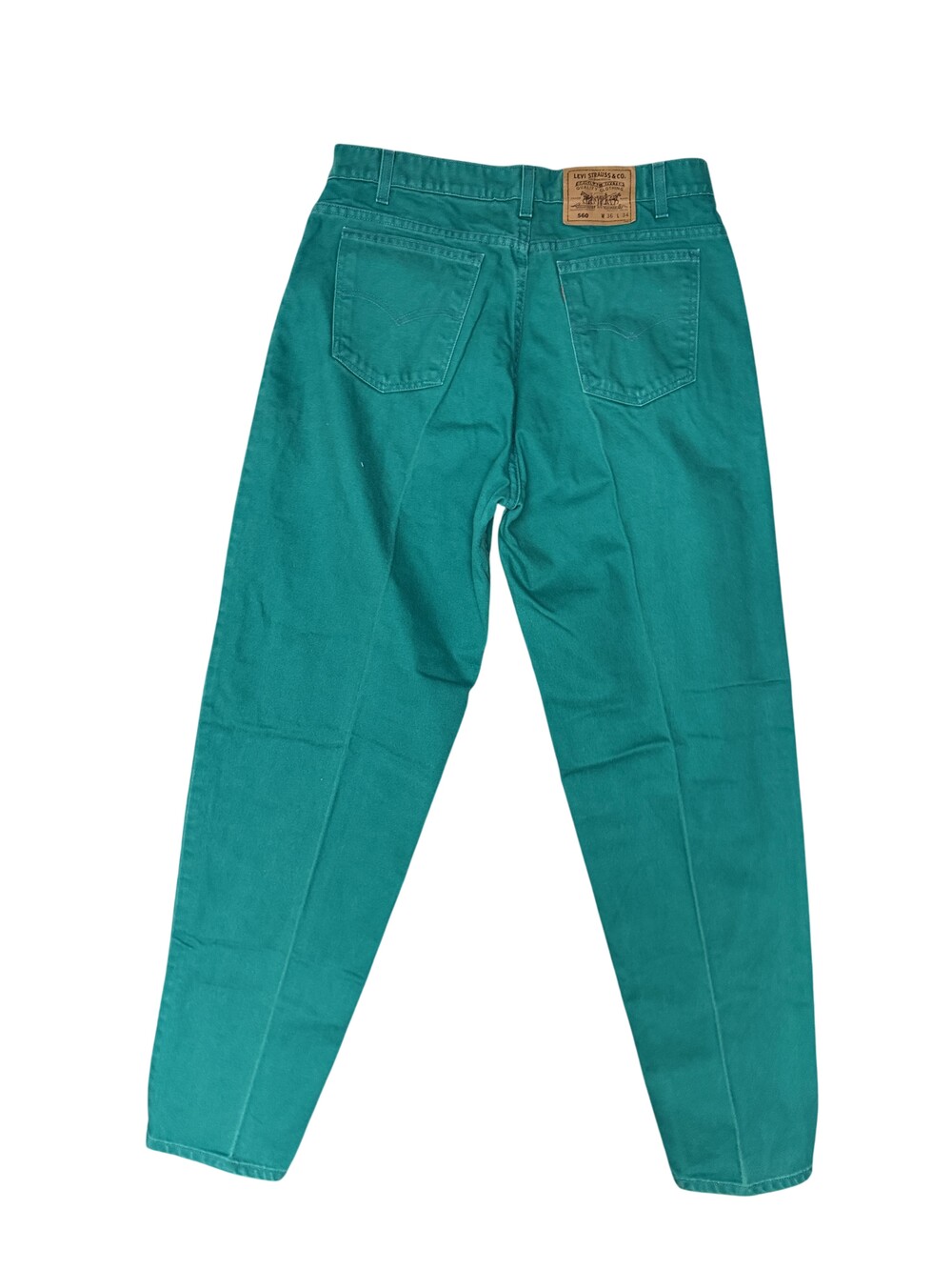 Vintage 90s Levis 560 Jeans Mens 34x34 Green Relaxed Tapered Denim USA
